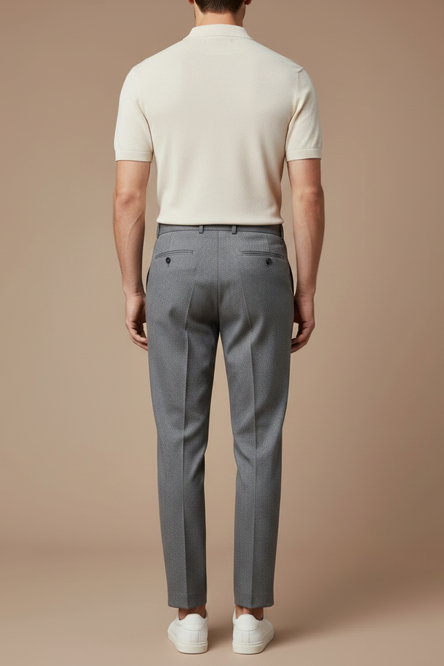 Pantalon À Pince Gris Élégant Slim Décontracté Homme - Laine - vue 2