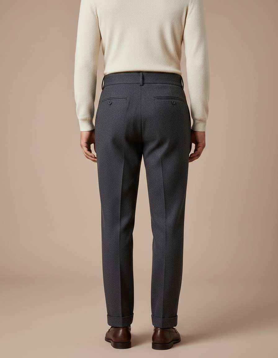 Pantalon À Pince Gris Anthracite Laine Plissé Homme - vue 2