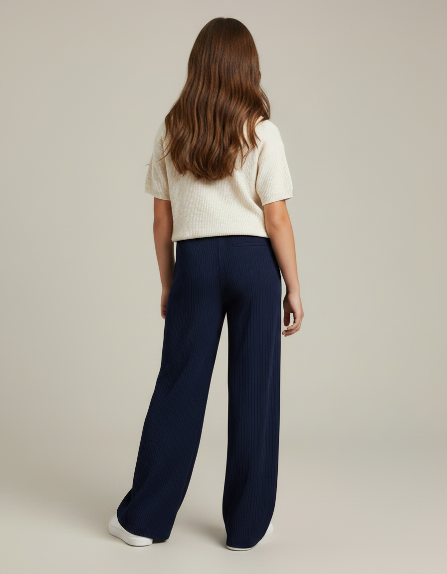 Pantalon À Pince Bleu Marine Ample Plissé Confortable - Maille - vue 2
