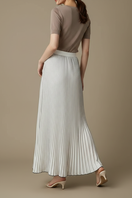 Pantalon À Pince Plissé Blanc Fluide Élégant Femme - Polyester - vue 2
