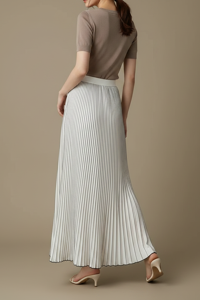 Pantalon À Pince Plissé Blanc Fluide Élégant Femme - Polyester - vue 2