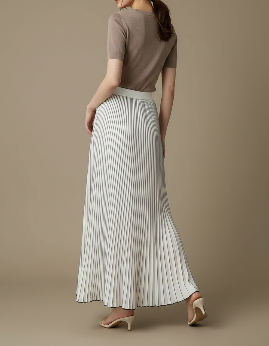 Pantalon À Pince Plissé Blanc Fluide Élégant Femme - Polyester - vue 2