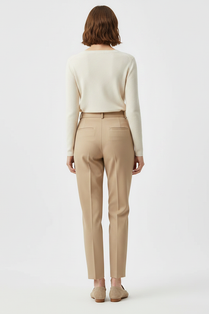 Pantalon À Pince Beige Fuselé Élégant Femme - Gabardine - vue 2