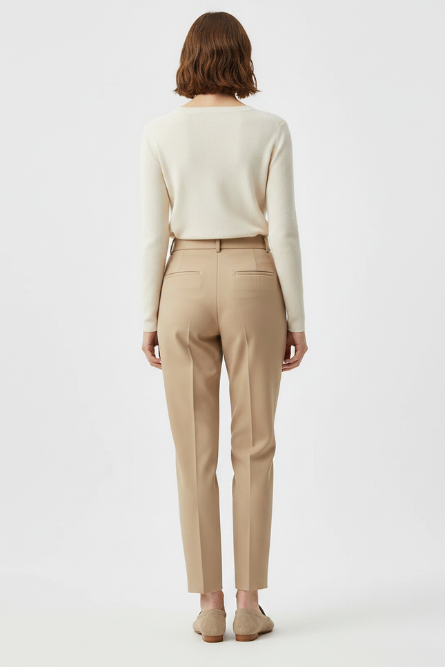 Pantalon À Pince Beige Fuselé Élégant Femme - Gabardine - vue 2