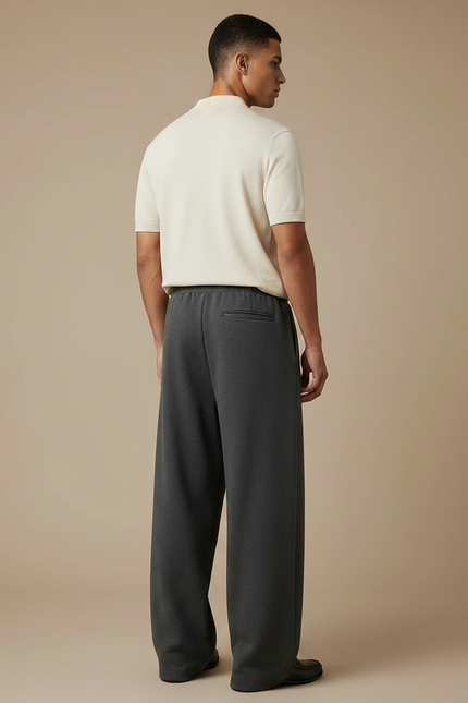 Pantalon À Pince Gris Ample Décontracté Molleton Homme - vue 2