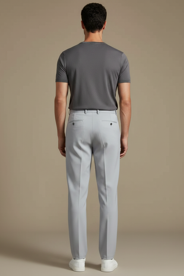 Pantalon À Pince Gris Clair, Plissé, Droit, Élégant - Gabardine - vue 2