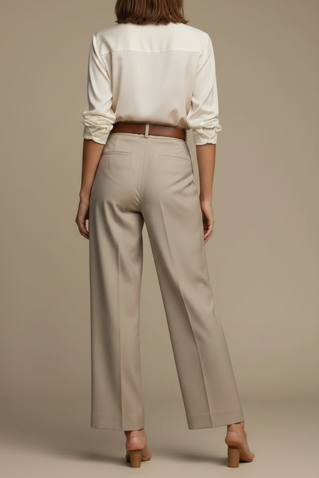 Pantalon À Pince Kaki Cargo Plissé Ample Ceinturé - Gabardine - vue 2