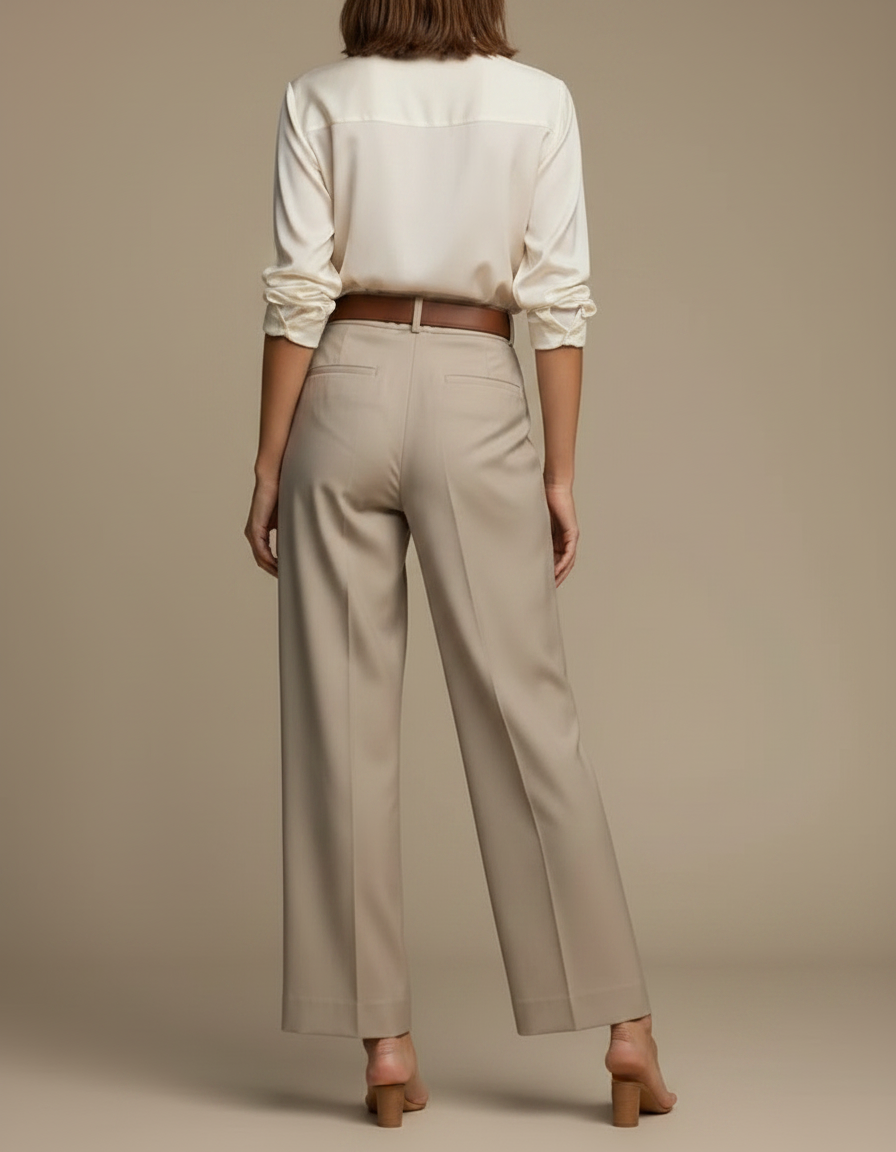 Pantalon À Pince Kaki Cargo Plissé Ample Ceinturé - Gabardine - vue 2