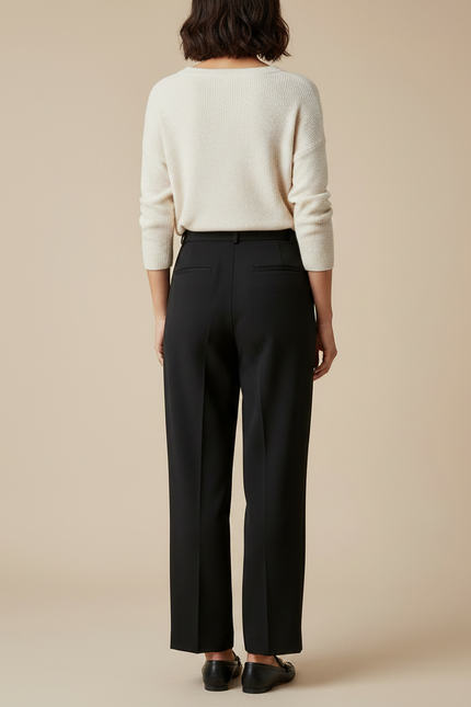 Pantalon À Pince Noir Ample Décontracté Élégant Femme - Gabardine - vue 2