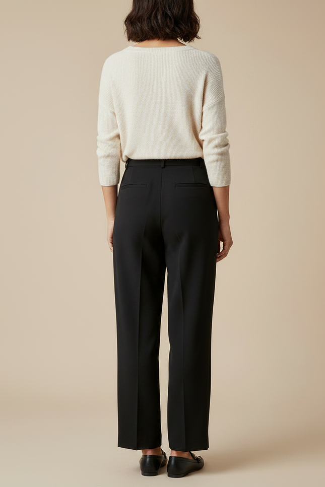 Pantalon À Pince Noir Ample Décontracté Élégant Femme - Gabardine - vue 2