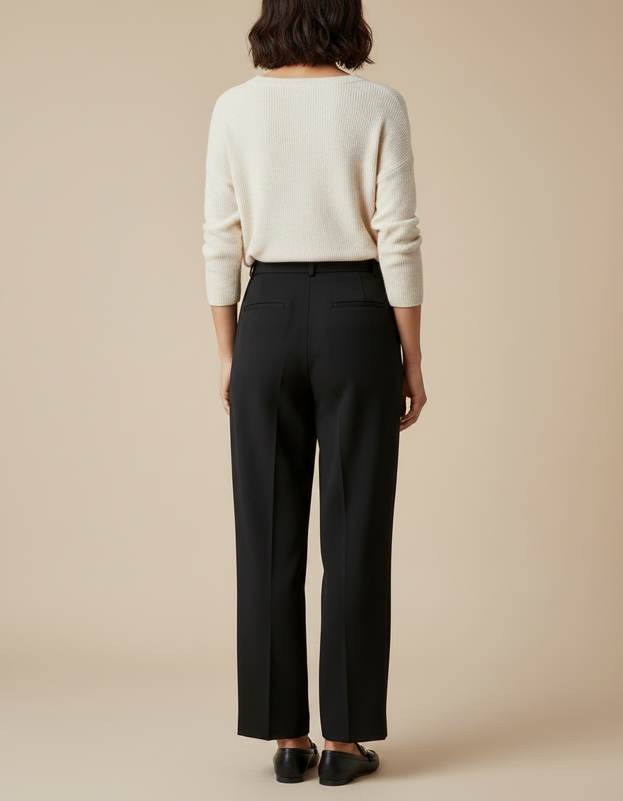 Pantalon À Pince Noir Ample Décontracté Élégant Femme - Gabardine - vue 2