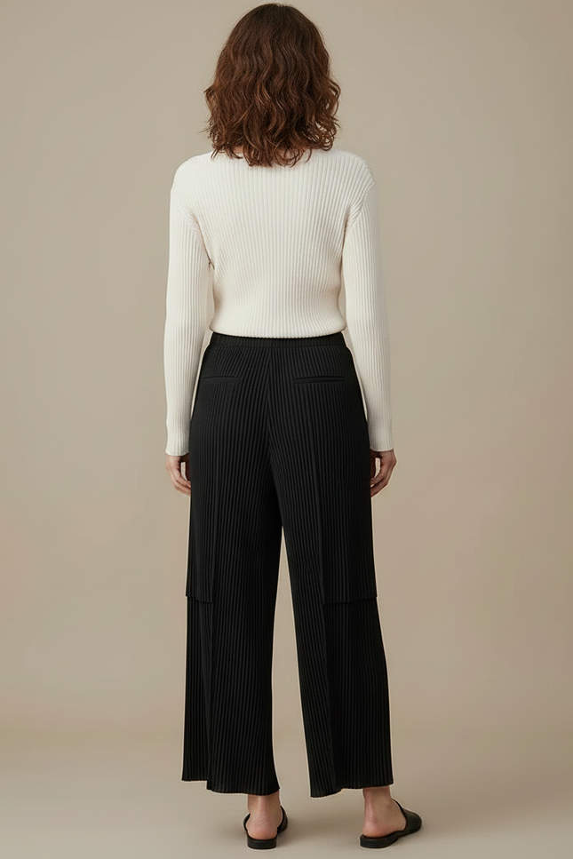 Pantalon À Pince E739 - Noir Polyester - vue 2