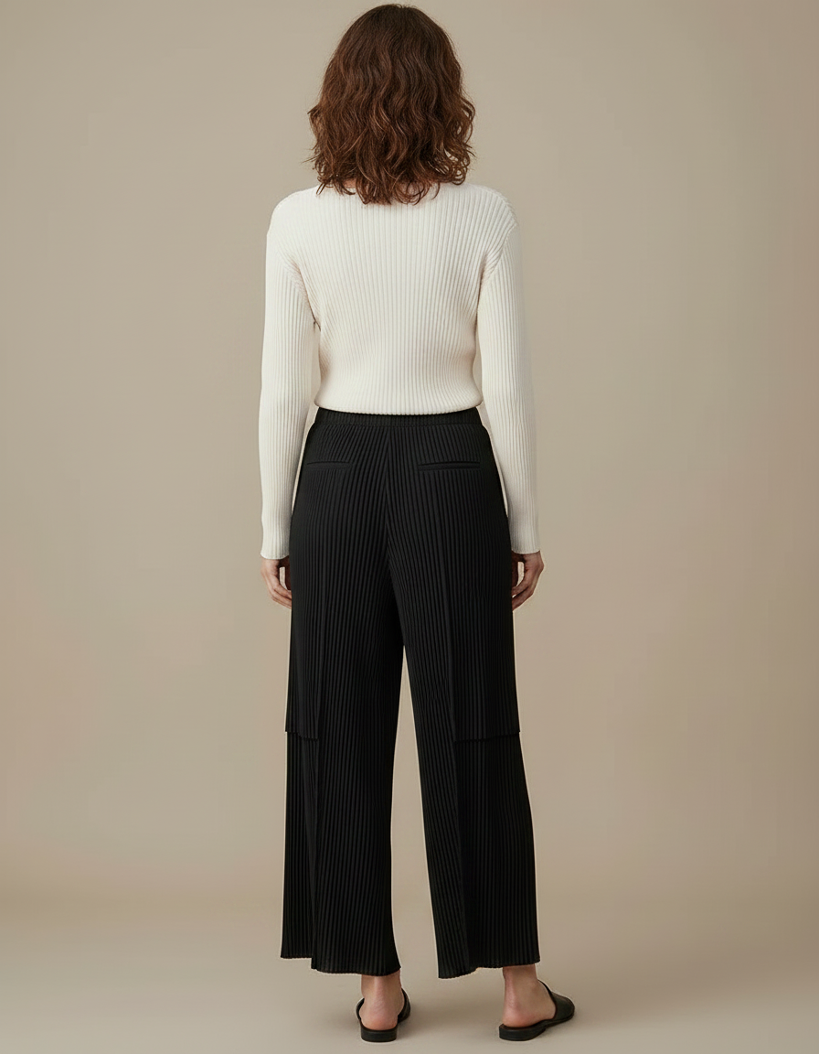Pantalon À Pince E739 - Noir Polyester - vue 2