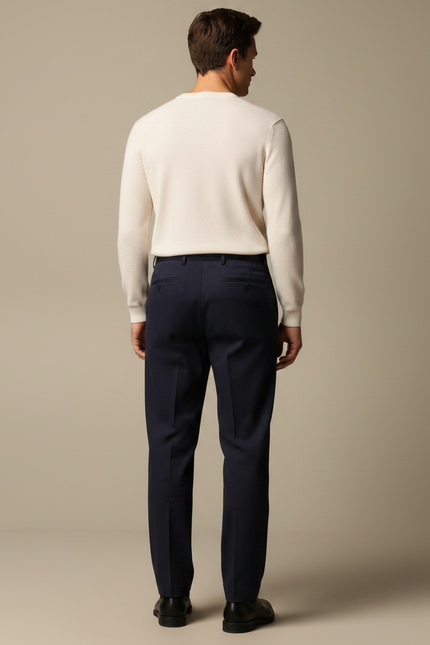 Pantalon À Pince Bleu Marine Élégant Confortable Homme Business - Gabardine - vue 2