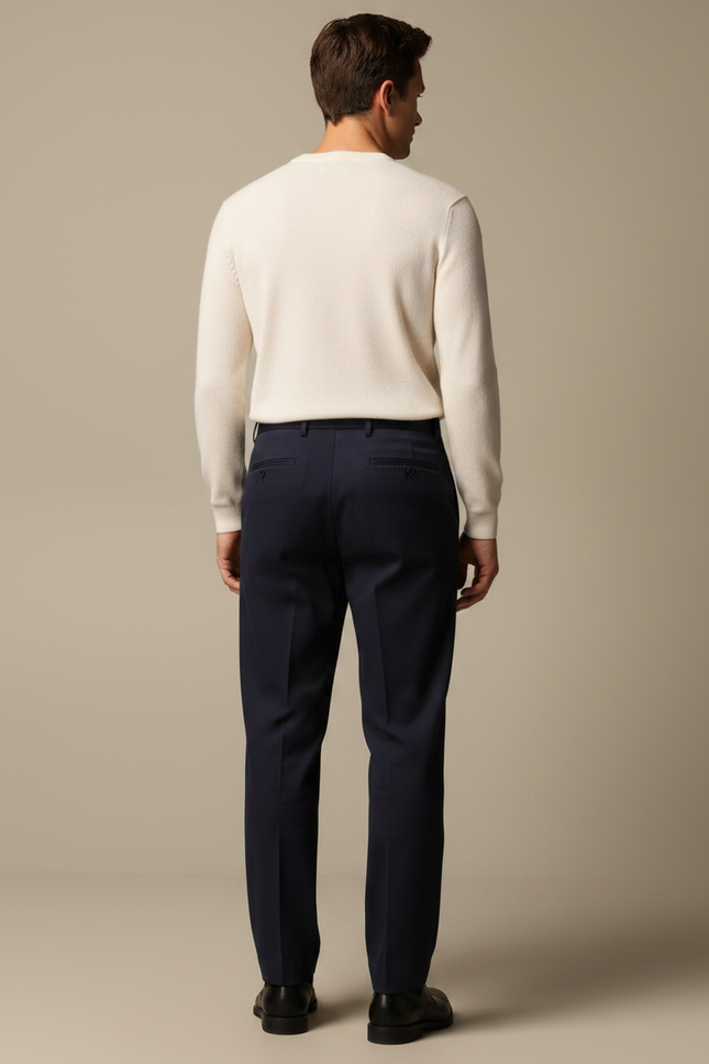 Pantalon À Pince Bleu Marine Élégant Confortable Homme Business - Gabardine - vue 2