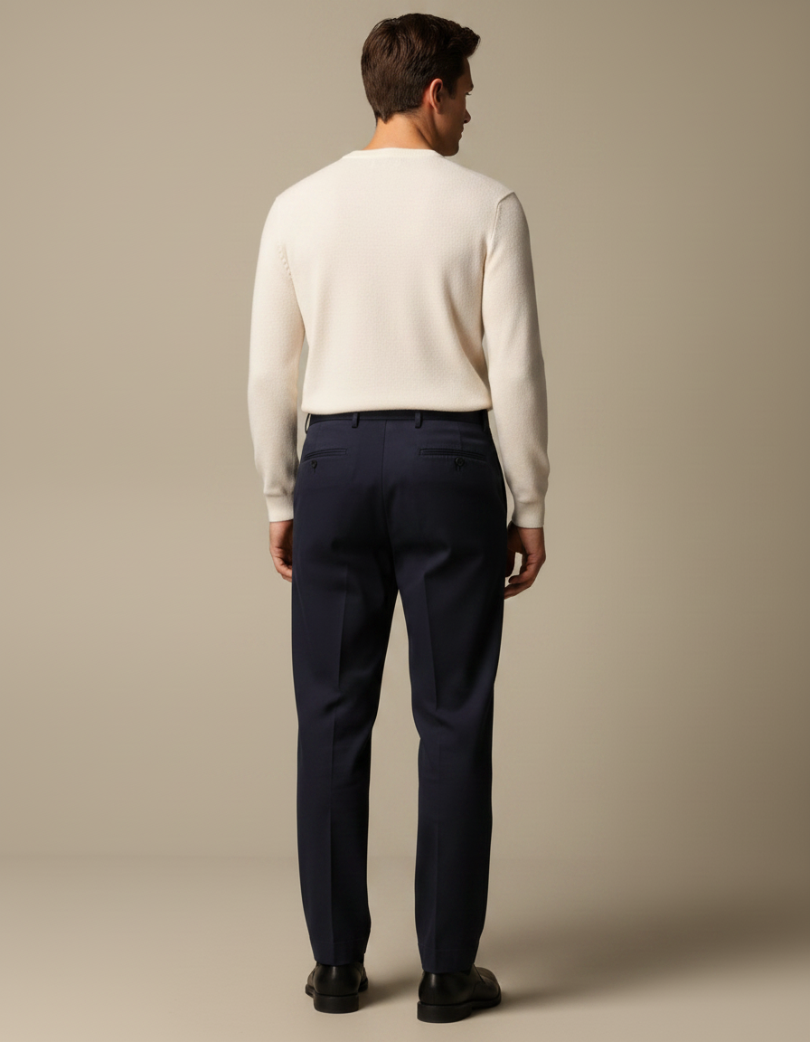 Pantalon À Pince Bleu Marine Élégant Confortable Homme Business - Gabardine - vue 2