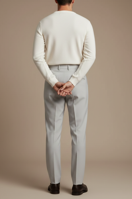 Pantalon À Pince Gris Clair Plissé Élégant Homme - Gabardine - vue 2