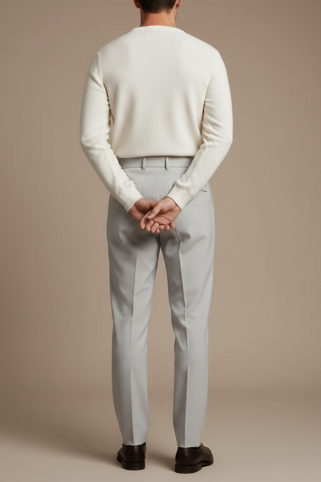 Pantalon À Pince Gris Clair Plissé Élégant Homme - Gabardine - vue 2
