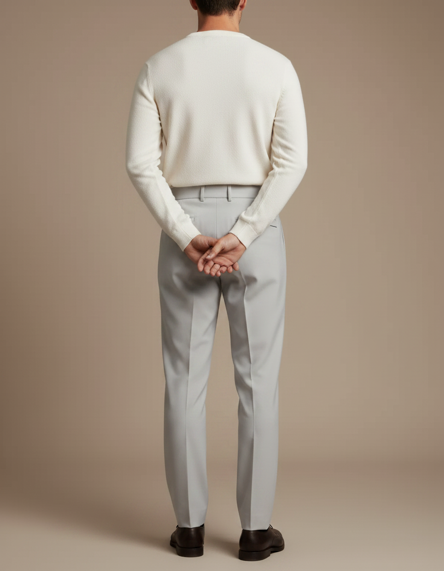 Pantalon À Pince Gris Clair Plissé Élégant Homme - Gabardine - vue 2