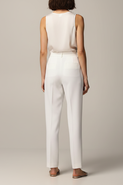 Pantalon À Pince Blanc Droit Fluide Élégant Femme - Polyester - vue 2