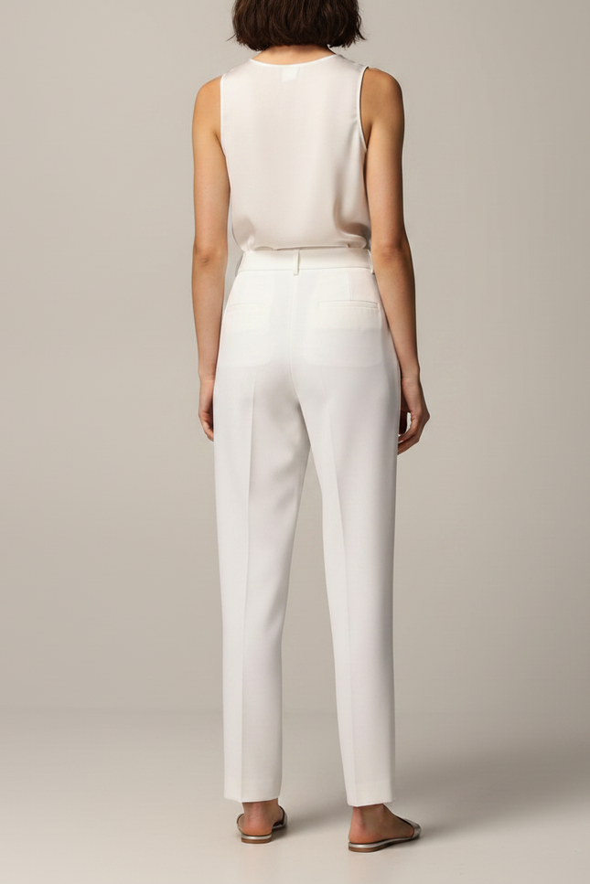 Pantalon À Pince Blanc Droit Fluide Élégant Femme - Polyester - vue 2