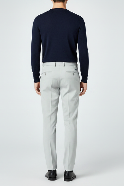 Pantalon À Pince Gris Clair Ceinture Élégant Homme - Gabardine - vue 2