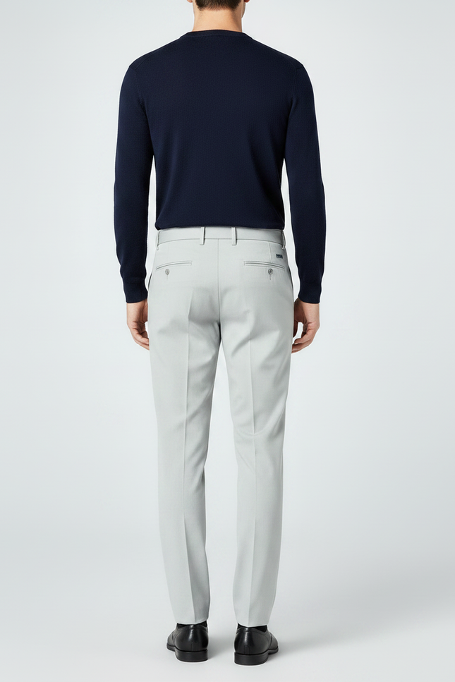Pantalon À Pince Gris Clair Ceinture Élégant Homme - Gabardine - vue 2