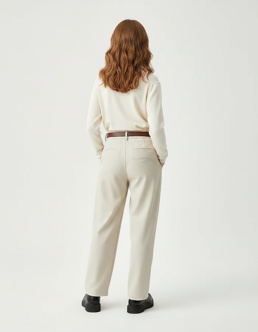 Pantalon À Pince Beige Ample Plissé Enfant - Gabardine - vue 2