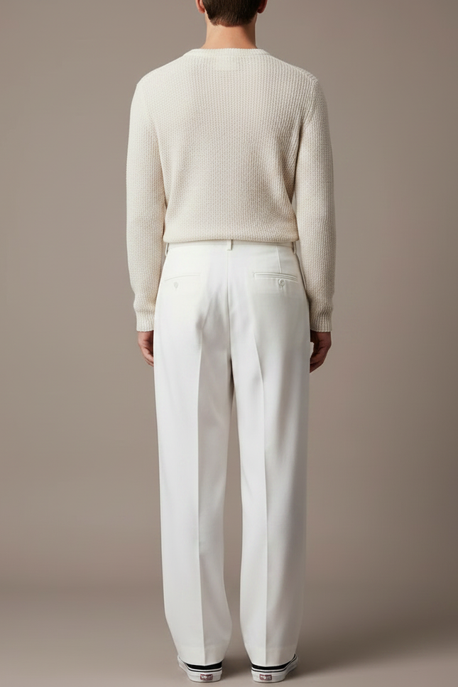Pantalon À Pince Blanc Ample Décontracté Homme - Gabardine - vue 2