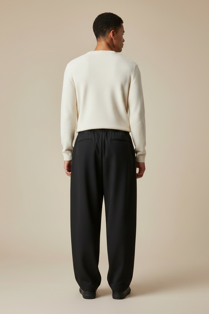 Pantalon À Pince Noir Ample Décontracté Homme Cordon - Polyester - vue 2