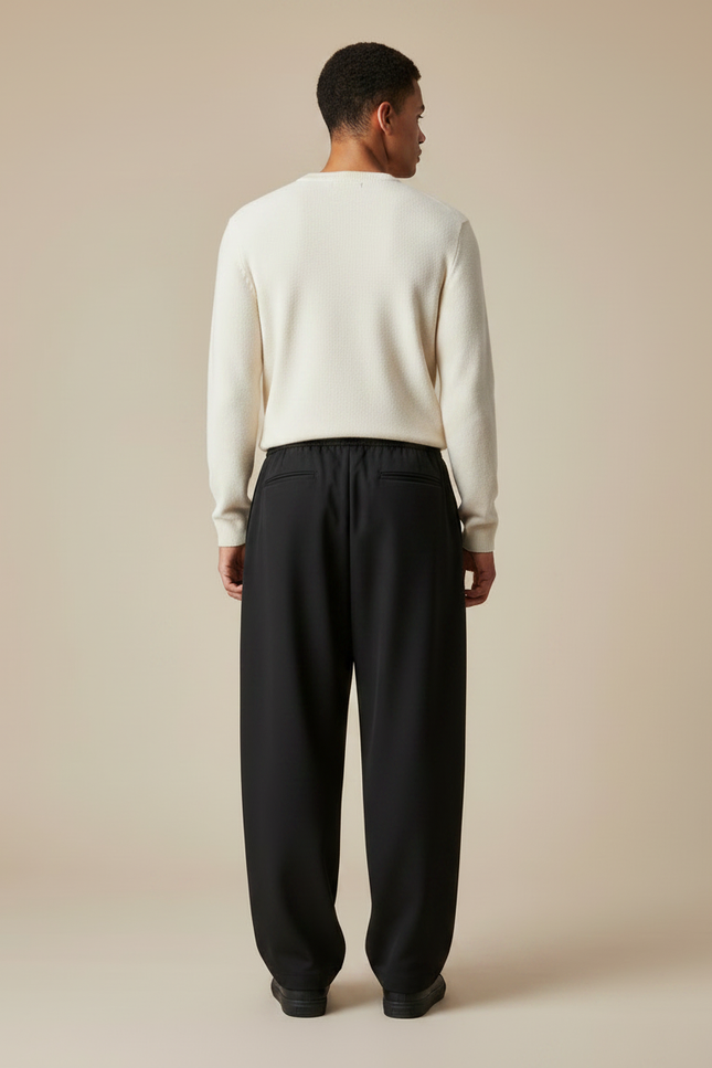 Pantalon À Pince Noir Ample Décontracté Homme Cordon - Polyester - vue 2