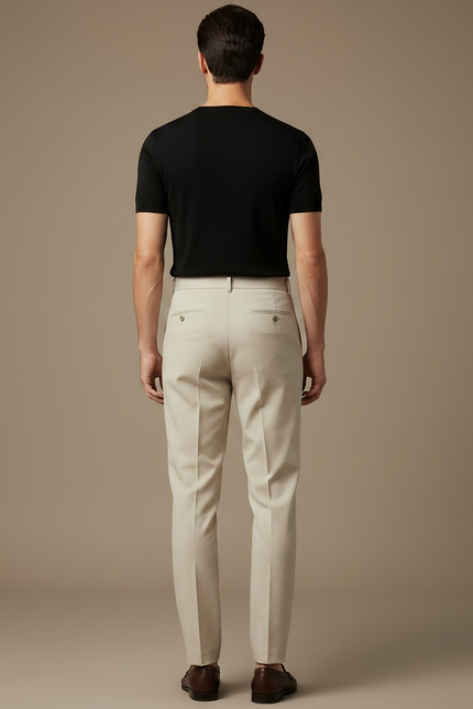 Pantalon À Pince Beige Plissé Taille Haute Élégant - Gabardine - vue 2