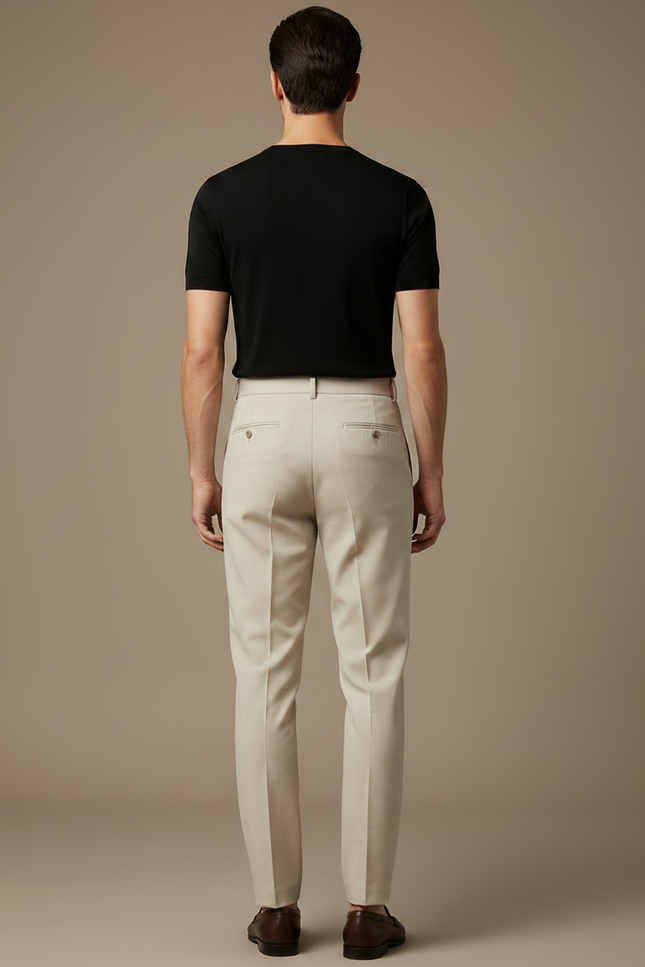 Pantalon À Pince Beige Plissé Taille Haute Élégant - Gabardine - vue 2