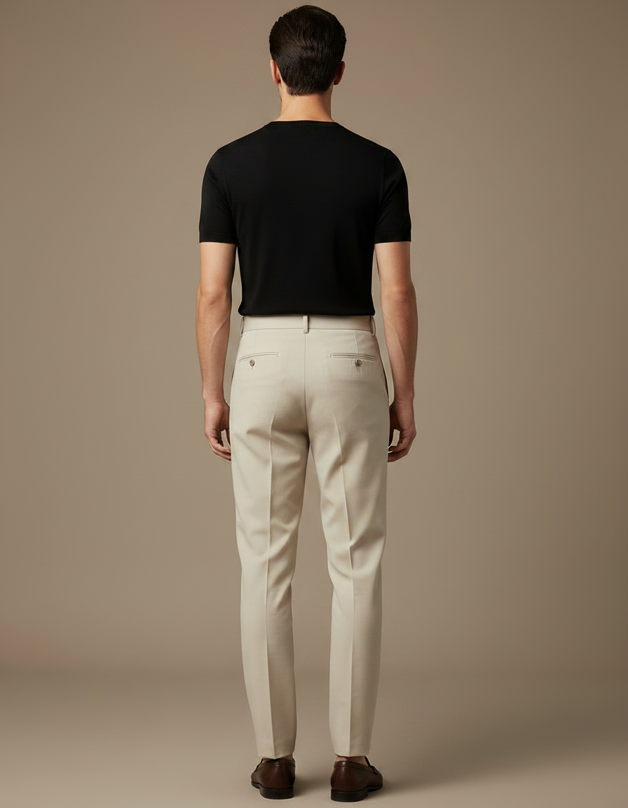 Pantalon À Pince Beige Plissé Taille Haute Élégant - Gabardine - vue 2