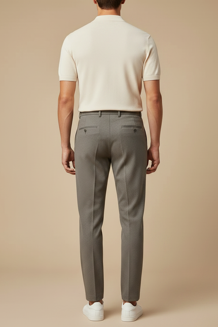 Pantalon À Pince Gris Élégant Droit Plissé Homme - Laine - vue 2