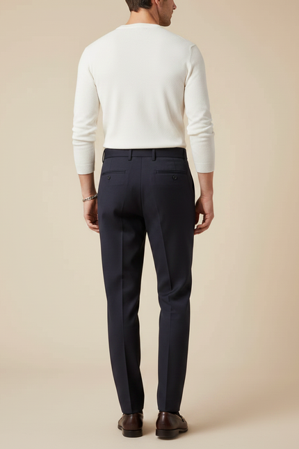 Pantalon À Pince Bleu Marine Élégant Décontracté Homme - Gabardine - vue 2
