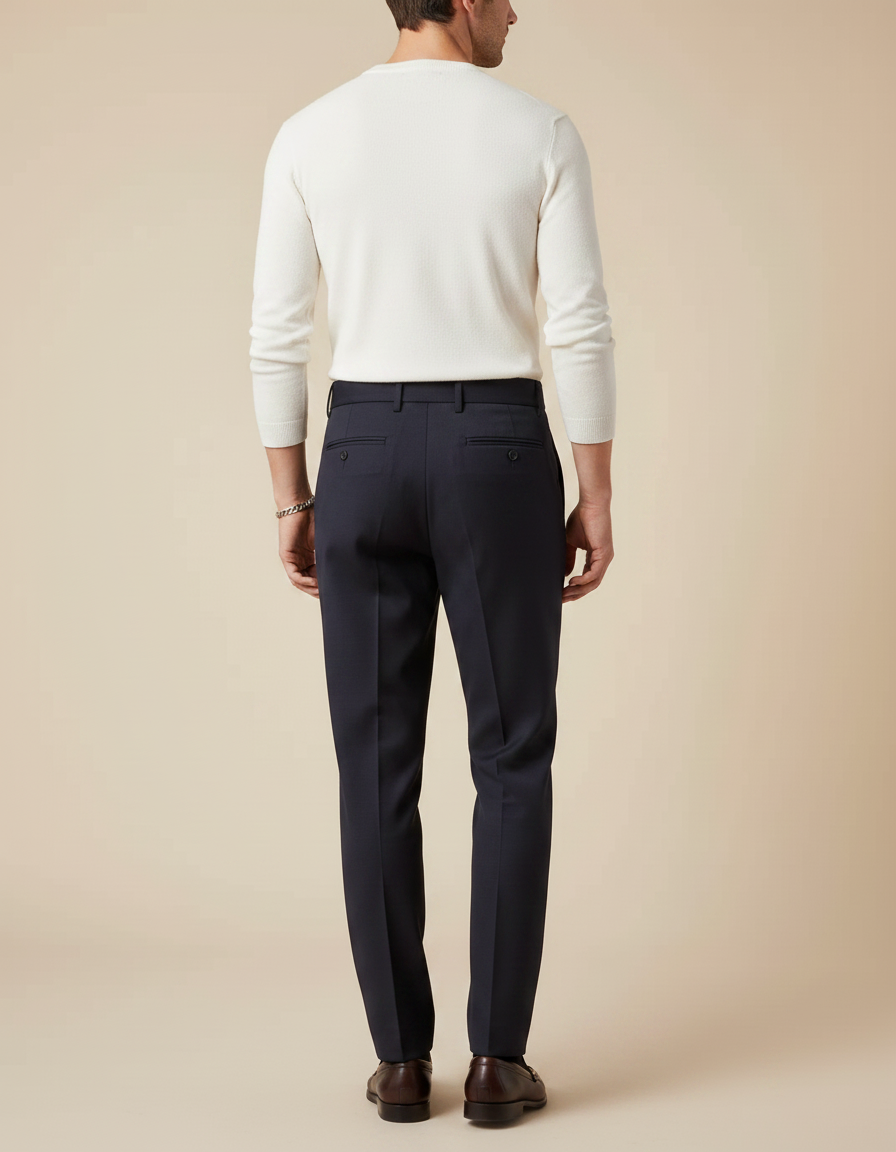 Pantalon À Pince Bleu Marine Élégant Décontracté Homme - Gabardine - vue 2