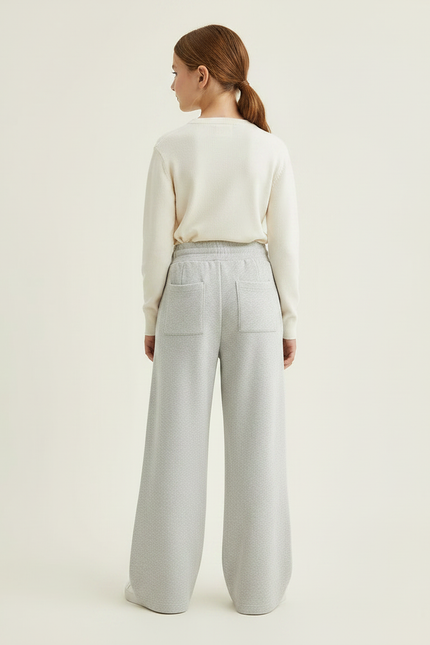 Pantalon À Pince Gris Clair Ample Décontracté Cordon - Molleton - vue 2
