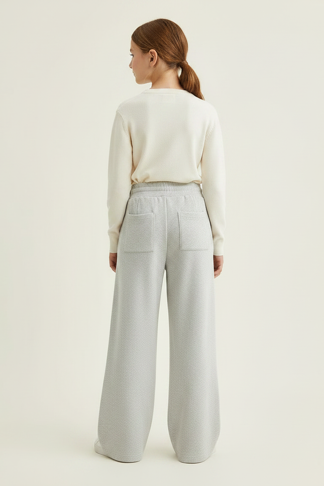 Pantalon À Pince Gris Clair Ample Décontracté Cordon - Molleton - vue 2