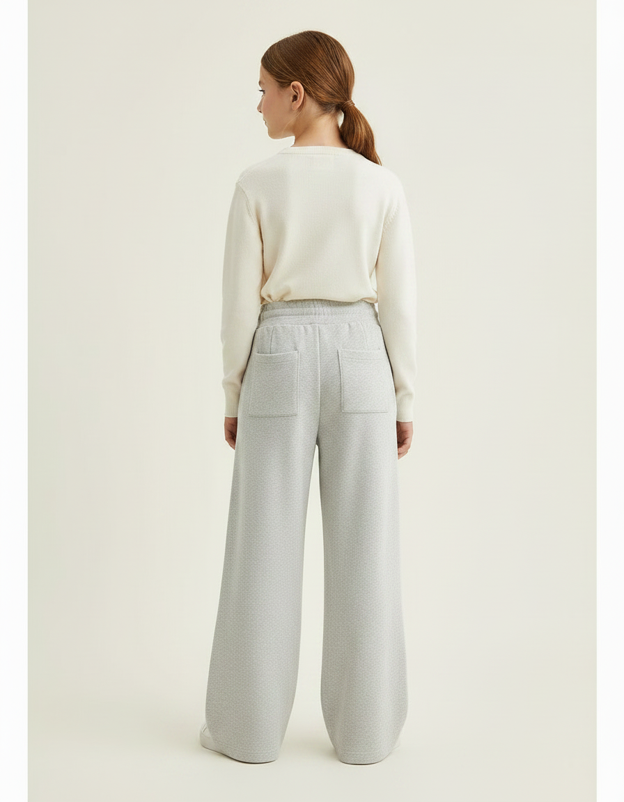 Pantalon À Pince Gris Clair Ample Décontracté Cordon - Molleton - vue 2