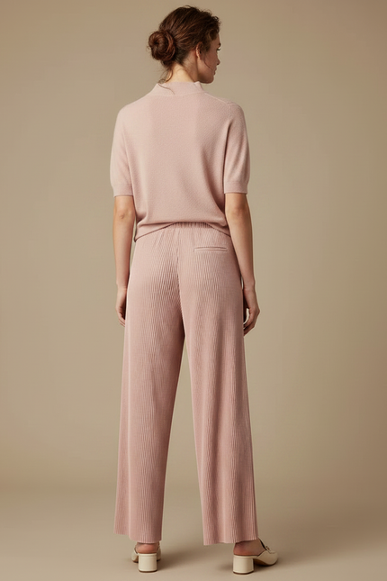 Pantalon À Pince Plissé Rose Fluide Ample - Viscose - vue 2