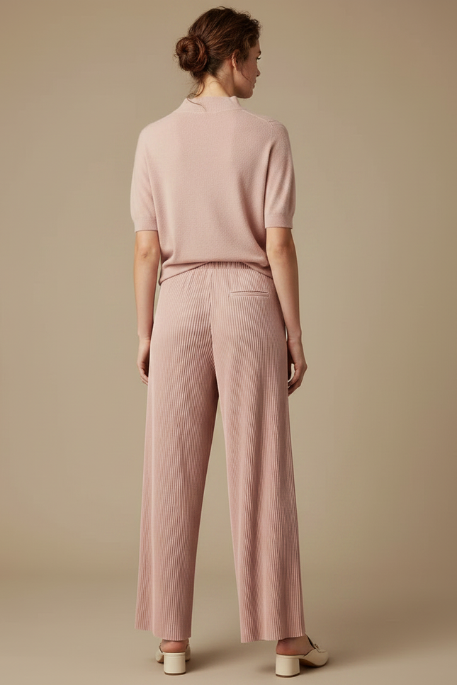 Pantalon À Pince Plissé Rose Fluide Ample - Viscose - vue 2