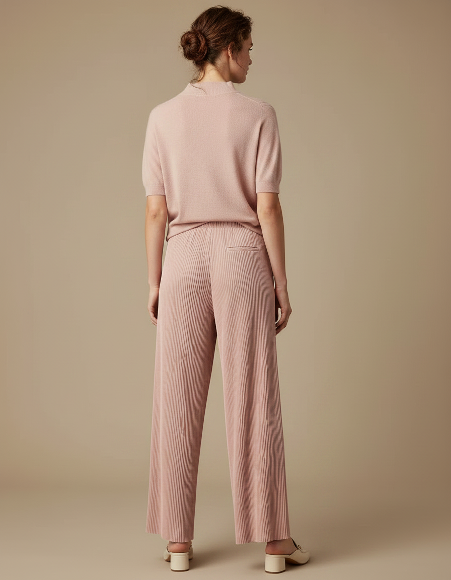 Pantalon À Pince Plissé Rose Fluide Ample - Viscose - vue 2
