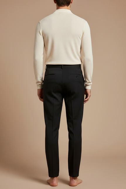 Pantalon À Pince Noir Slim Élégant Formel Homme - Gabardine - vue 2