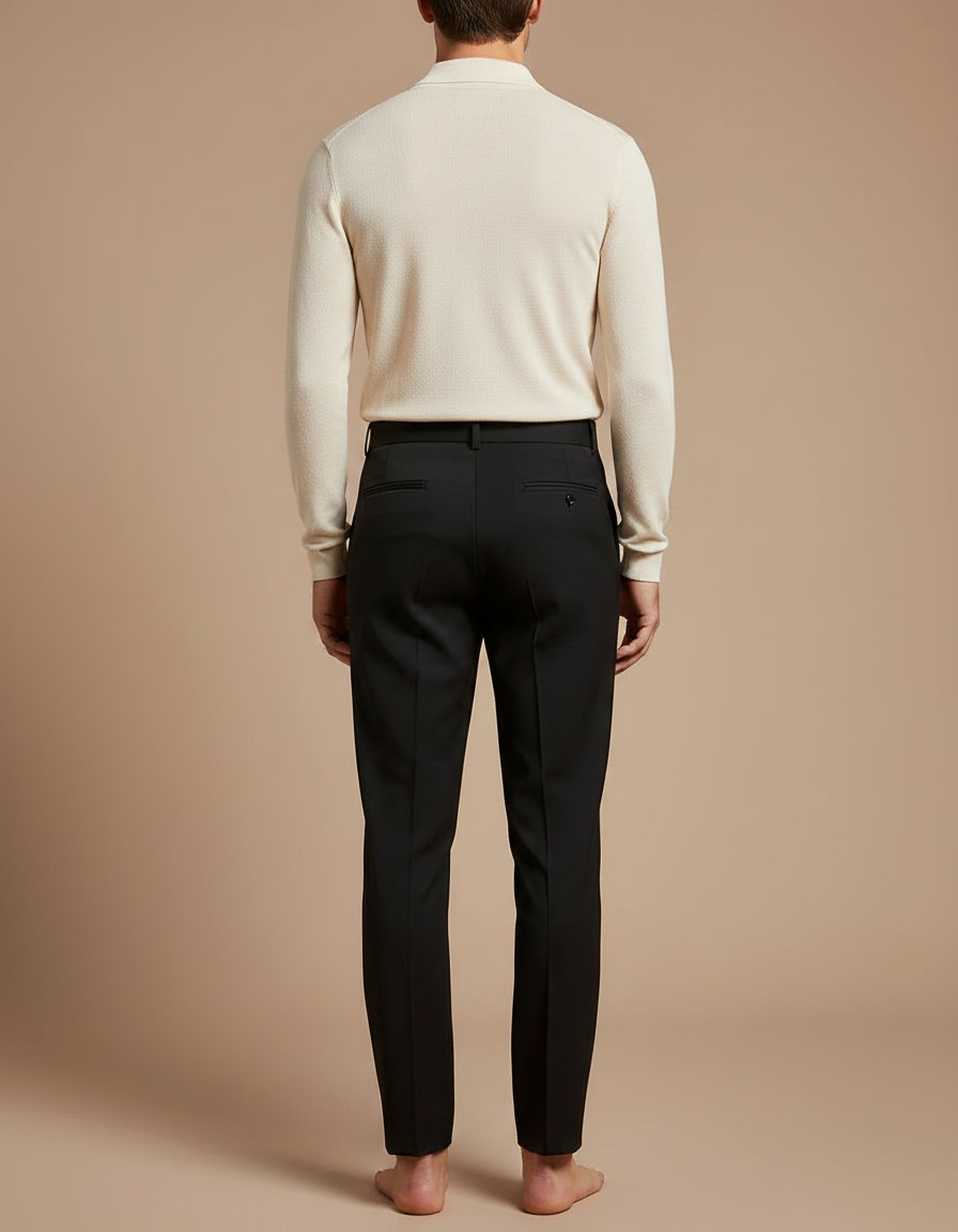 Pantalon À Pince Noir Slim Élégant Formel Homme - Gabardine - vue 2