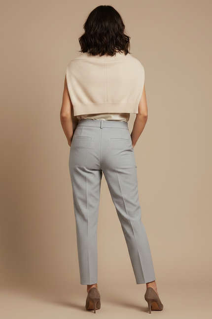 Pantalon À Pince Gris Taille Haute Élégant Décontracté - Gabardine - vue 2