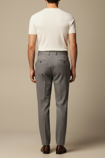 Pantalon À Pince Gris Plissé Slim Ceinturé Homme - Laine - vue 2