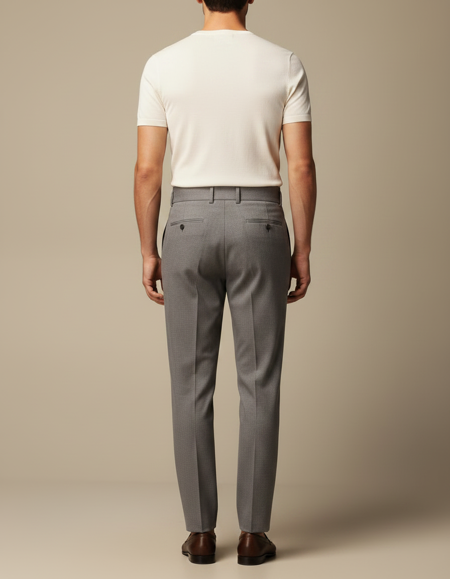 Pantalon À Pince Gris Plissé Slim Ceinturé Homme - Laine - vue 2
