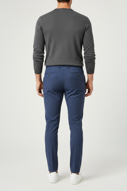 Pantalon À Pince Bleu Marine Slim Élégant Homme - Polyester - vue 2