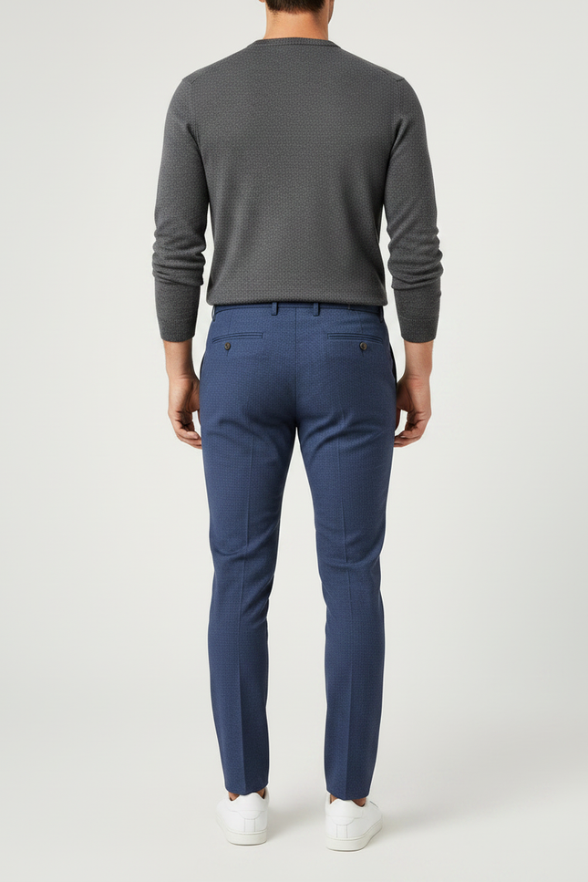 Pantalon À Pince Bleu Marine Slim Élégant Homme - Polyester - vue 2